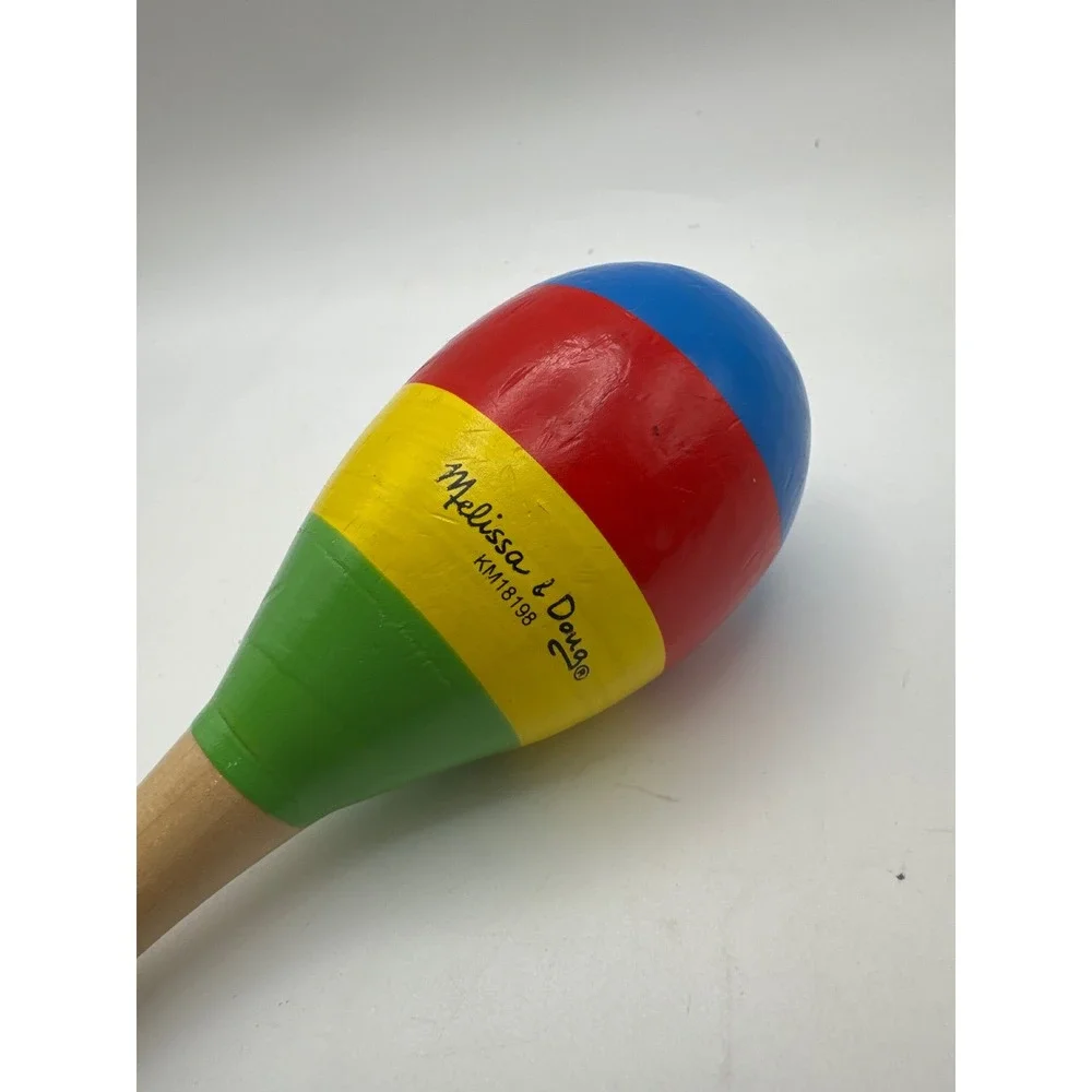 Melissa & Doug Wooden Maraca KM18198 Multicolor Striped Kids Musical Shaker‎ Toy